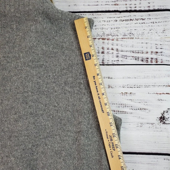 Eddie Bauer Sweater Vest Women XL Gray Faux Fur Trim Zip Wool Alpaca Blend Cabin - Picture 12 of 14